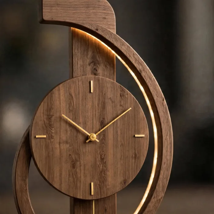 Minimalist Large Wall Clock with Light Pendulum photo 15