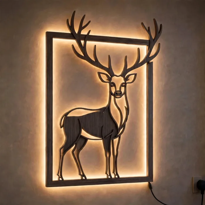 Modern Wooden Deer LED Wall Art Decoration Light photo 15