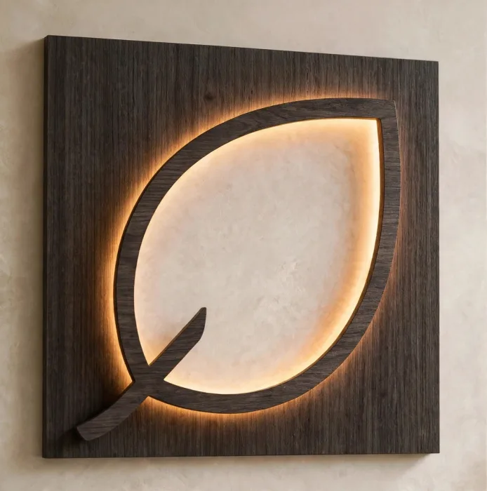 Large Illuminated Leaf Wall Art Modern Home Decor photo 15