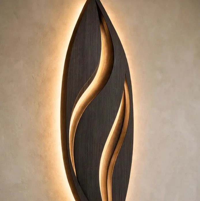Modern Leaf Wall Light Sculpture Ambient Home Decor photo 15