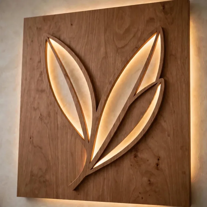 Modern Leaf Wall Art With Ambient Light Decor photo 15