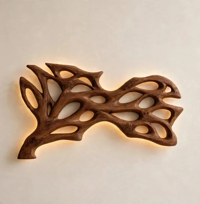 Large Illuminated Abstract Wall Sculpture Modern Decor photo 15