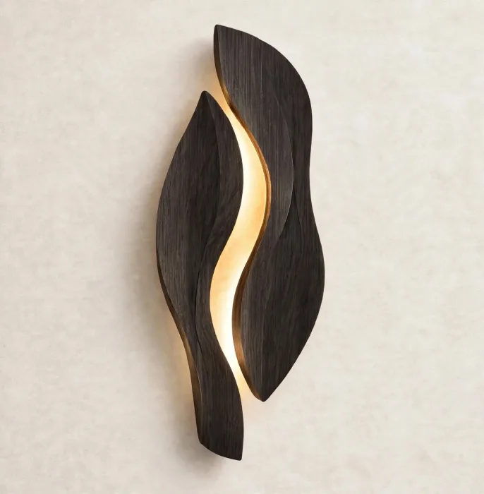 Modern Leaf Wall Sconce Sculptural Living Room Light photo 15