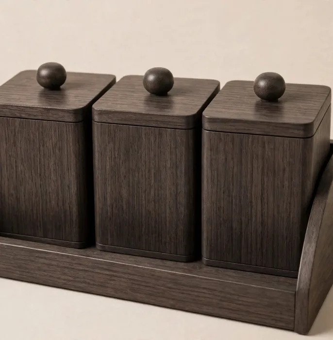 Wooden Dressing Table Organizer 6 Lidded Jewelry Boxes photo 15