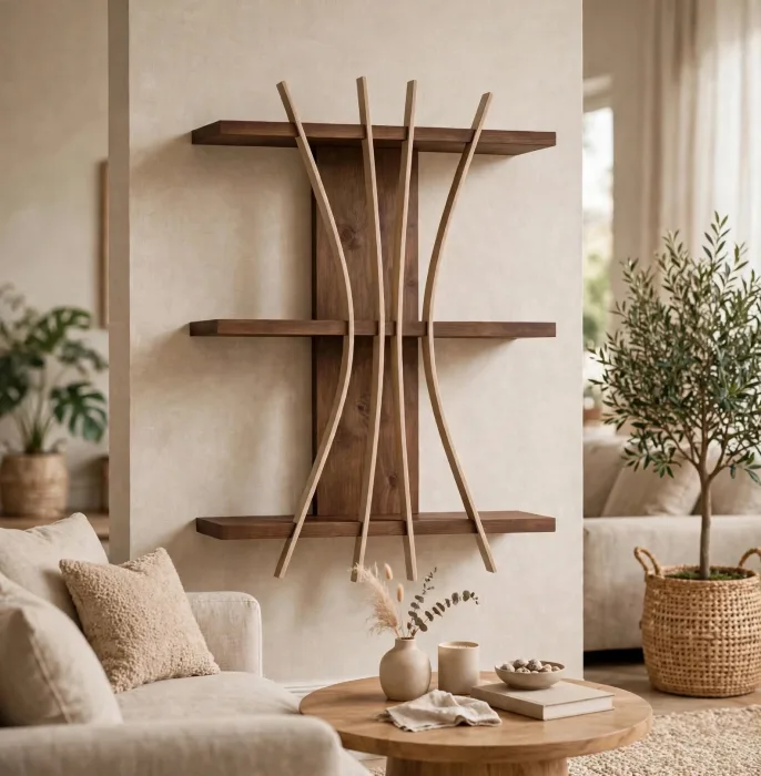 Minimalist Floating Wall Shelf Modern Decor Art photo 15