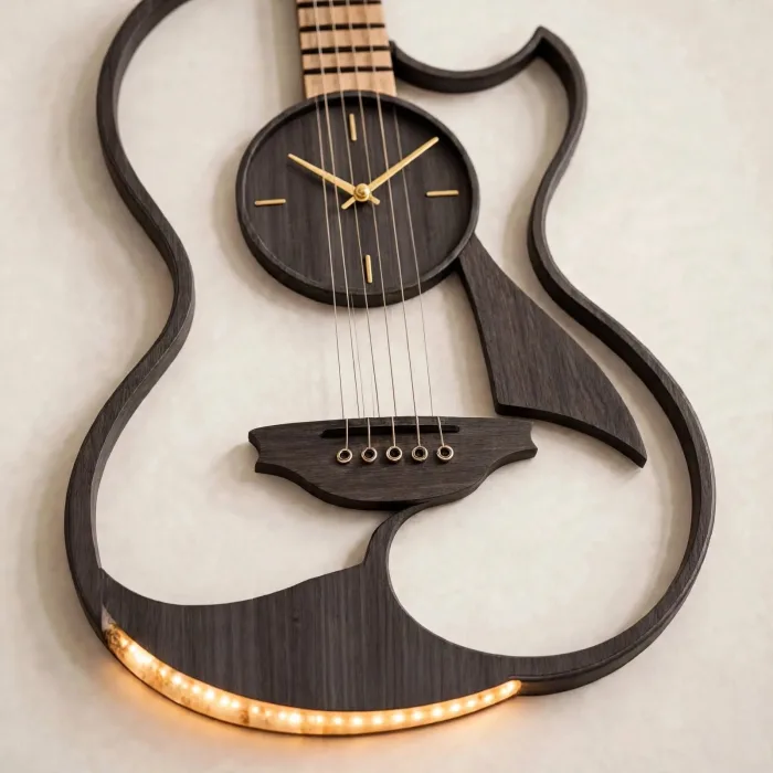 Large Guitar Shaped Wall Clock Music Lovers Gift photo 15