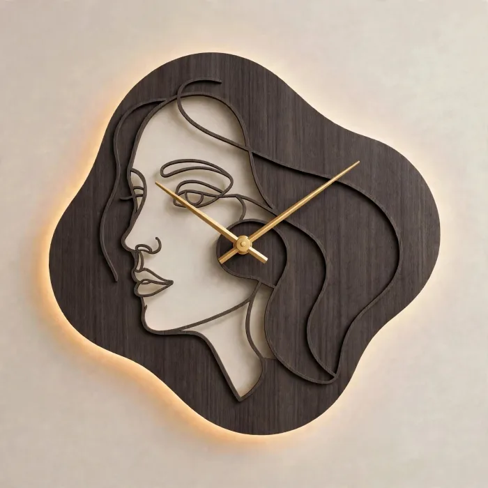 Abstract Face Wall Clock Modern Aesthetic Home Decor photo 16