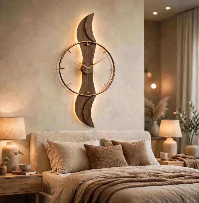 Large Modern Wavy Wall Clock Minimalist Living Room photo 16