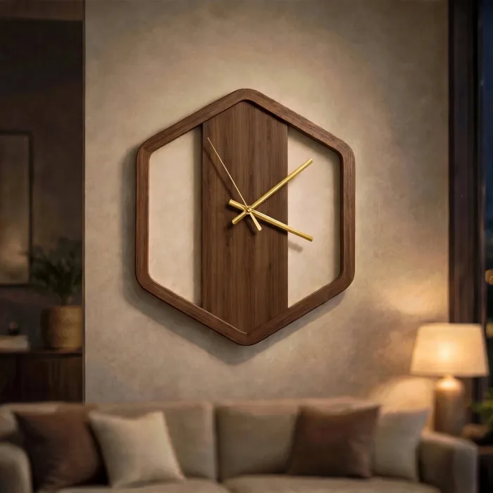 Modern Large Hexagon Wall Clock For Living Room photo 16