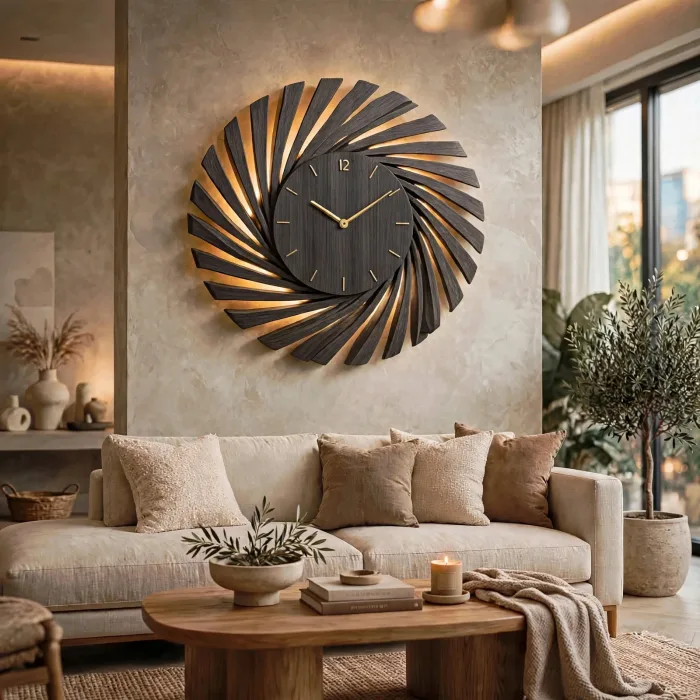 Large Modern Wall Clock With Light Decor photo 16