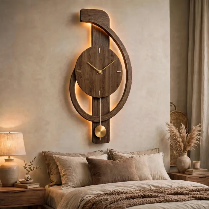 Minimalist Large Wall Clock with Light Pendulum photo 16