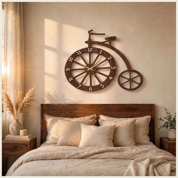 Unique Bicycle Wall Clock Large Modern Home Decor photo 16
