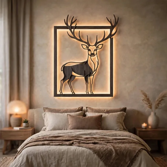 Modern Wooden Deer LED Wall Art Decoration Light photo 16