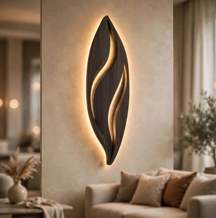 Modern Leaf Wall Light Sculpture Ambient Home Decor photo 16