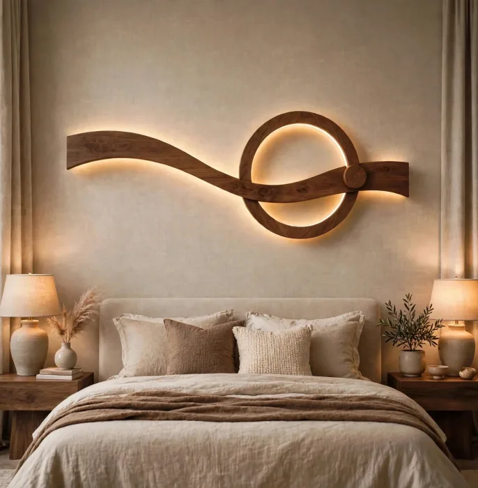 Minimalist LED Wall Sculpture Modern Bedroom Decor Light photo 16