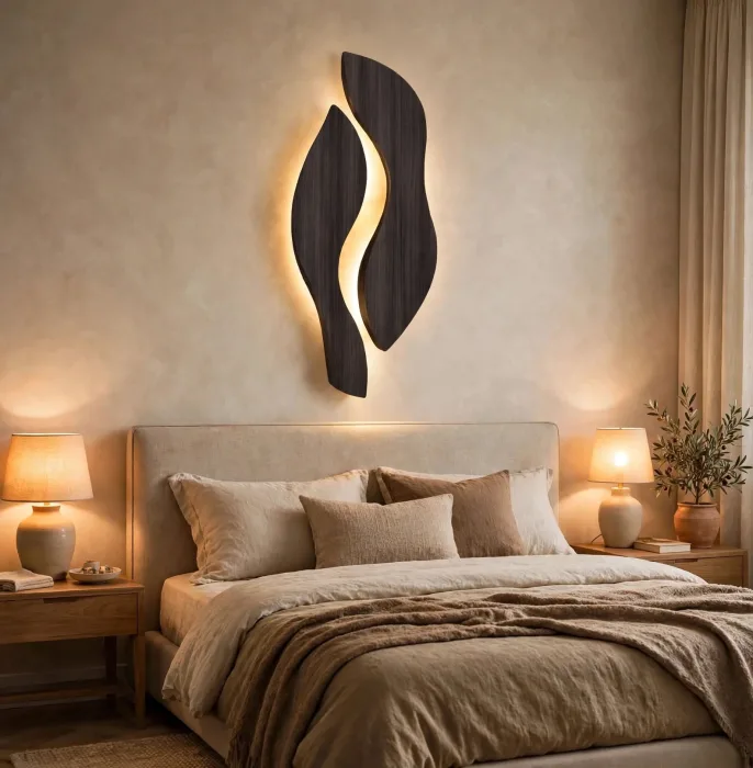 Modern Leaf Wall Sconce Sculptural Living Room Light photo 16