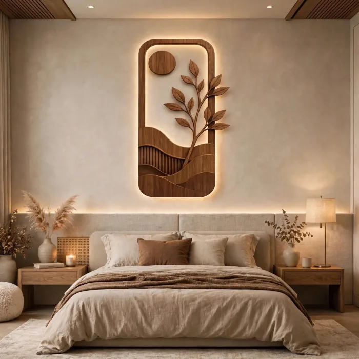 Japandi Backlit Wall Art Minimalist Nature Home Decor photo 16