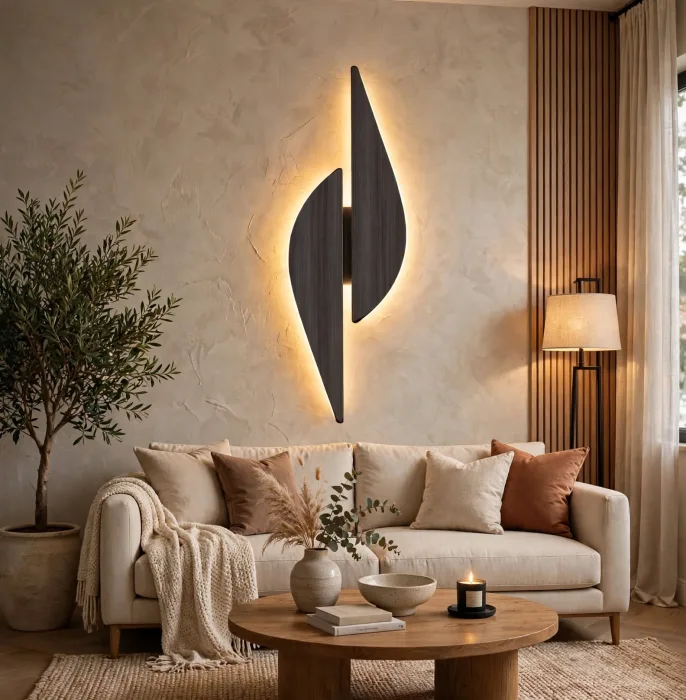 Modern Sculptural Wall Light Minimalist Ambient Art Decor photo 16