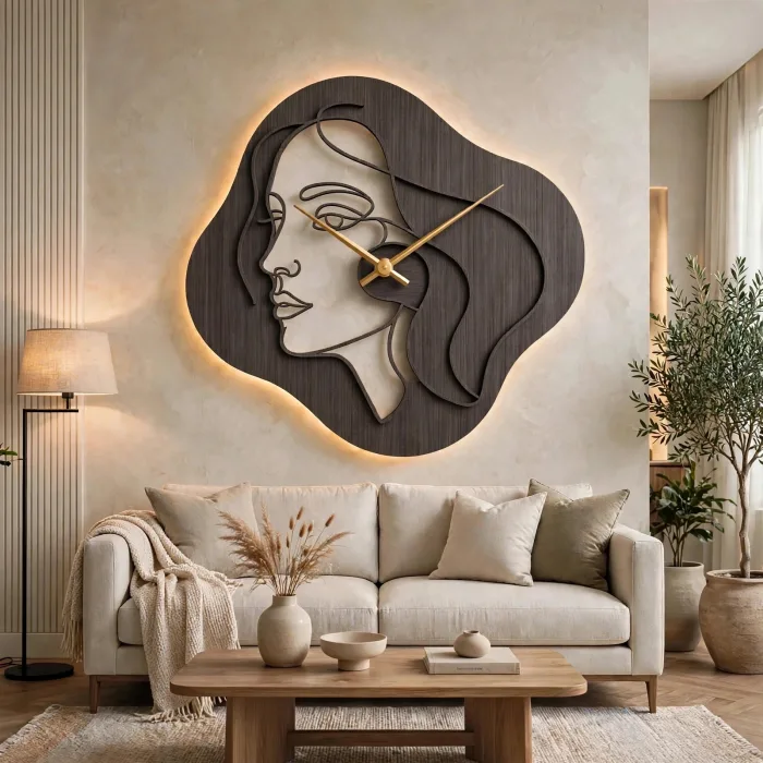Abstract Face Wall Clock Modern Aesthetic Home Decor photo 17