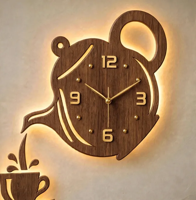 Stylish Teapot And Coffee Cup Wall Clock Decor photo 17
