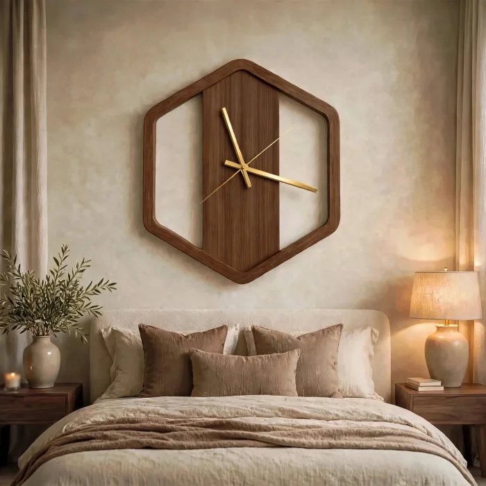 Modern Large Hexagon Wall Clock For Living Room photo 17