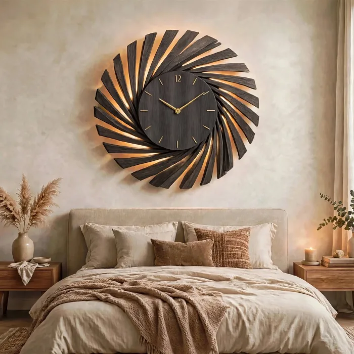 Large Modern Wall Clock With Light Decor photo 17