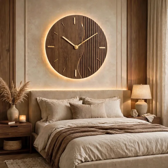Large Minimalist Wall Clock With Warm Light photo 17