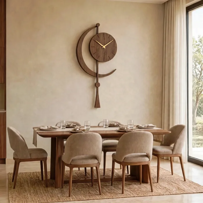 Crescent Moon Wall Clock Large Modern Decor photo 17