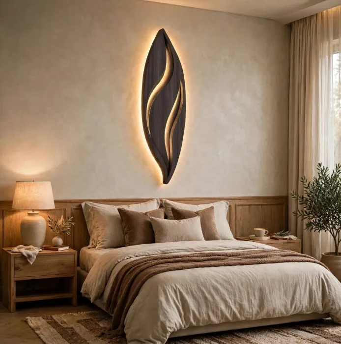 Modern Leaf Wall Light Sculpture Ambient Home Decor photo 17