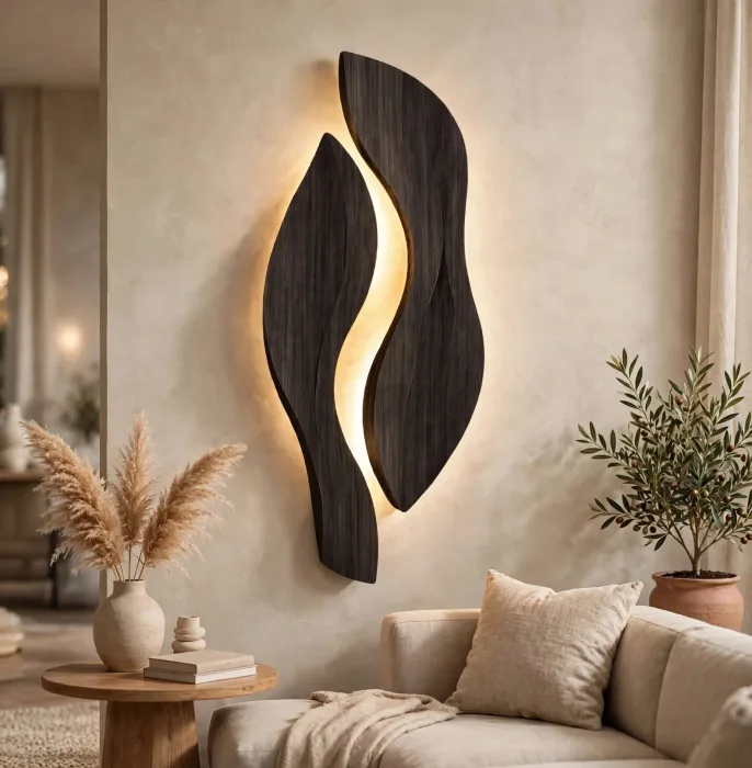 Modern Leaf Wall Sconce Sculptural Living Room Light photo 17