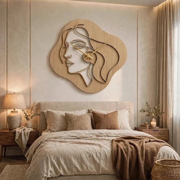 Abstract Face Wall Clock Modern Aesthetic Home Decor photo 19