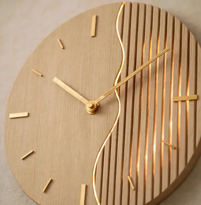 Large Minimalist Wall Clock With Warm Light photo 18