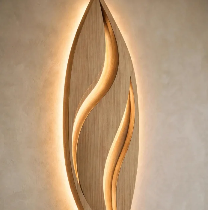 Modern Leaf Wall Light Sculpture Ambient Home Decor photo 18