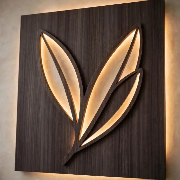 Modern Leaf Wall Art With Ambient Light Decor photo 18