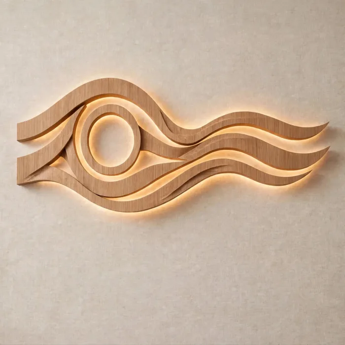 Modern Large Wooden LED Wall Art Sculpture Decor photo 18