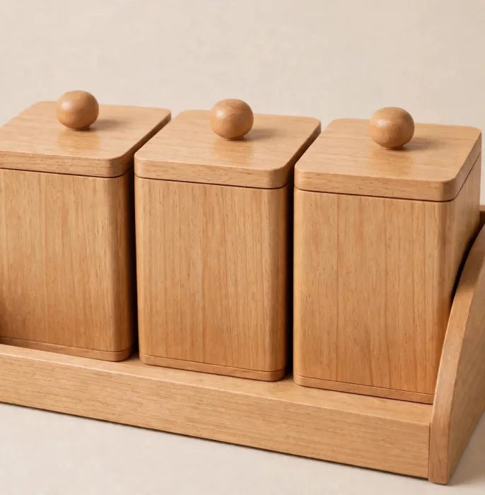 Wooden Dressing Table Organizer 6 Lidded Jewelry Boxes photo 18