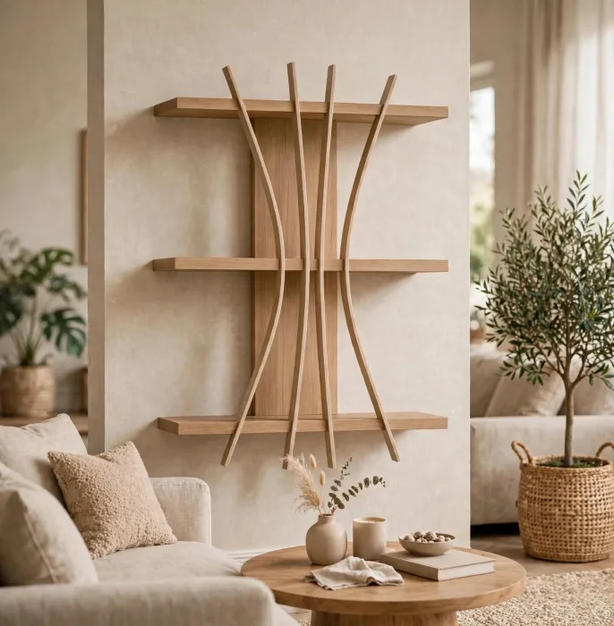 Minimalist Floating Wall Shelf Modern Decor Art photo 18