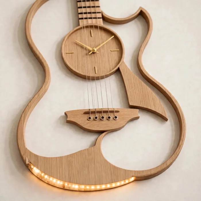 Large Guitar Shaped Wall Clock Music Lovers Gift photo 18