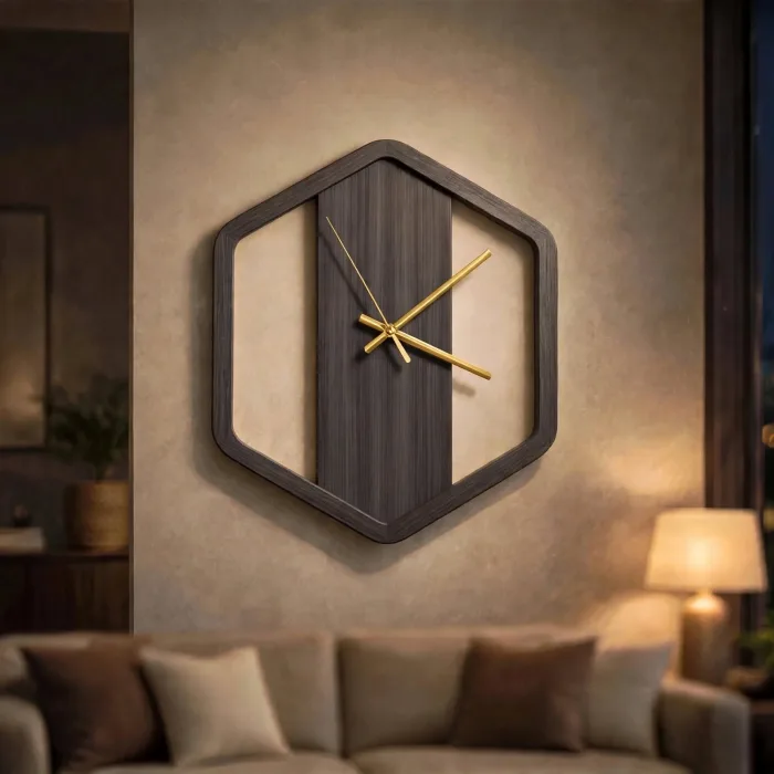 Modern Large Hexagon Wall Clock For Living Room photo 19