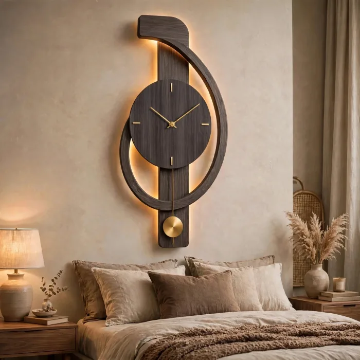 Minimalist Large Wall Clock with Light Pendulum photo 19