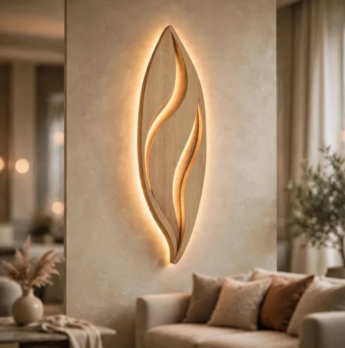 Modern Leaf Wall Light Sculpture Ambient Home Decor photo 19