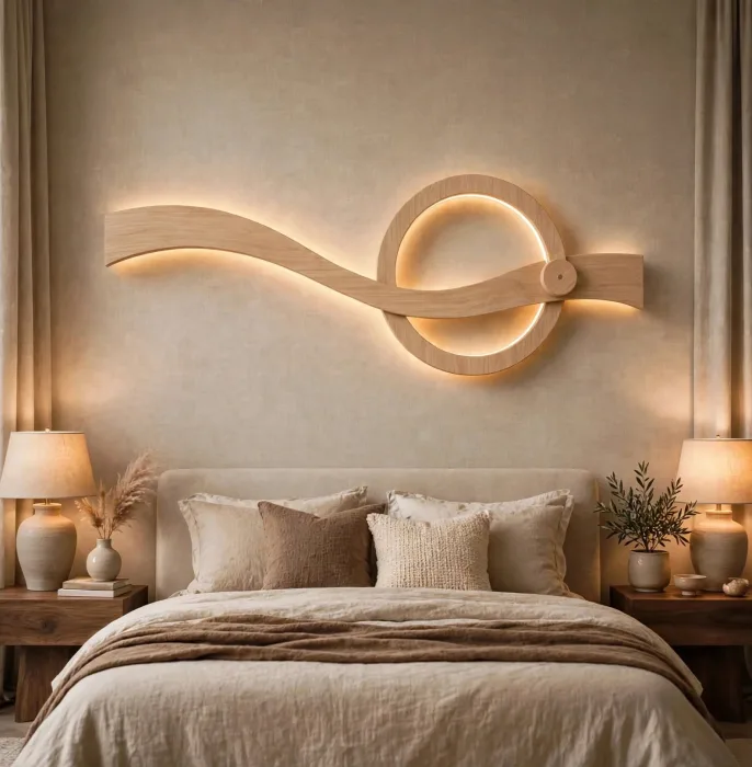Minimalist LED Wall Sculpture Modern Bedroom Decor Light photo 19
