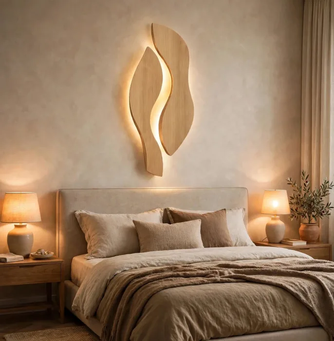 Modern Leaf Wall Sconce Sculptural Living Room Light photo 19