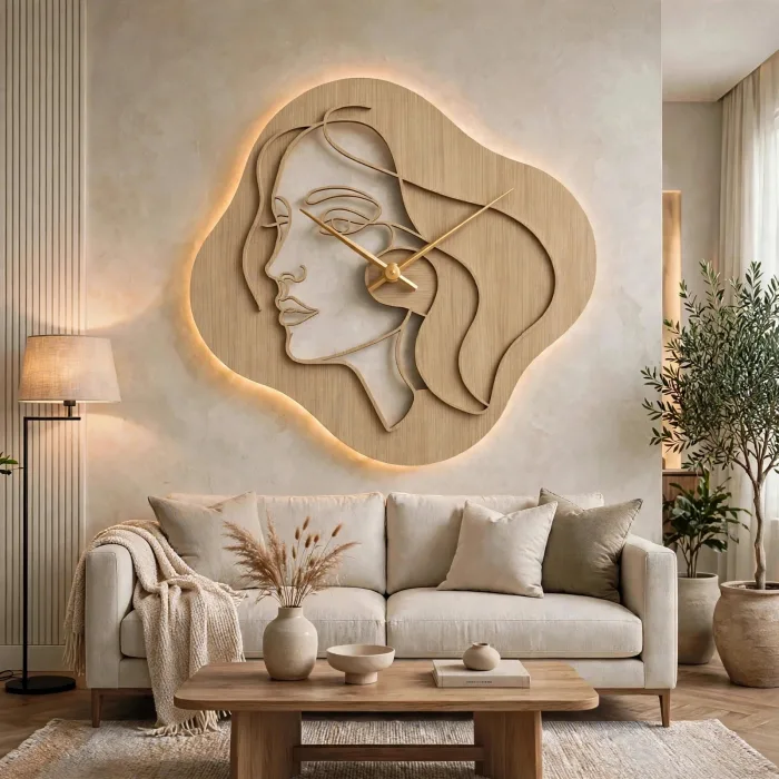 Abstract Face Wall Clock Modern Aesthetic Home Decor photo 18