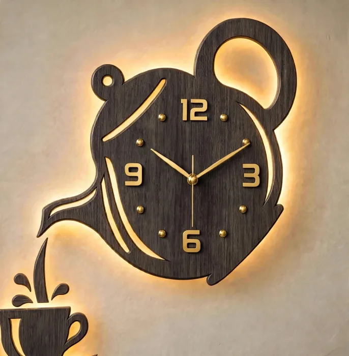 Stylish Teapot And Coffee Cup Wall Clock Decor photo 20