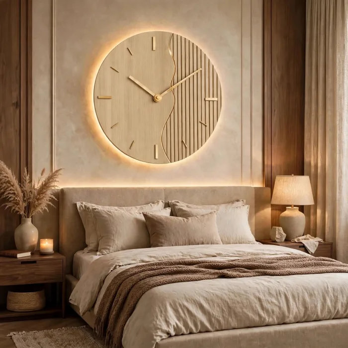 Large Minimalist Wall Clock With Warm Light photo 20