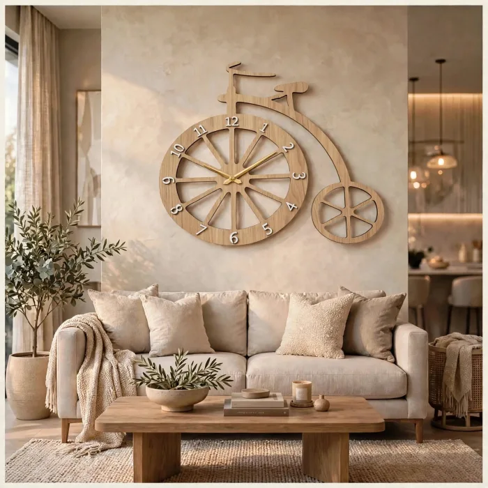 Unique Bicycle Wall Clock Large Modern Home Decor photo 20