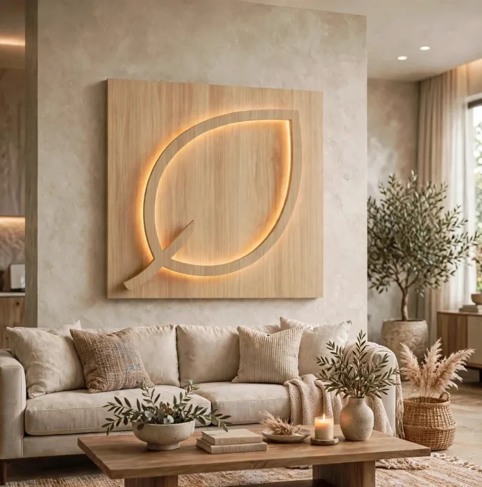 Large Illuminated Leaf Wall Art Modern Home Decor photo 20