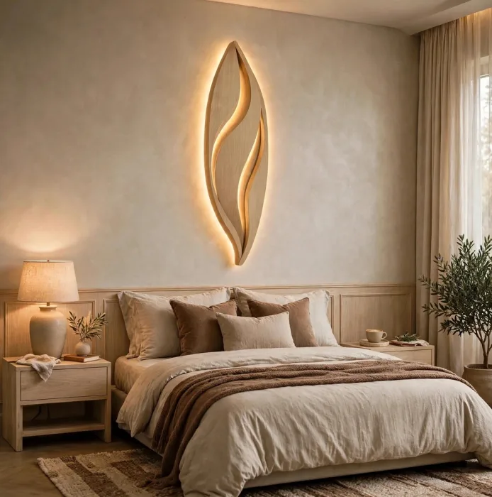 Modern Leaf Wall Light Sculpture Ambient Home Decor photo 20