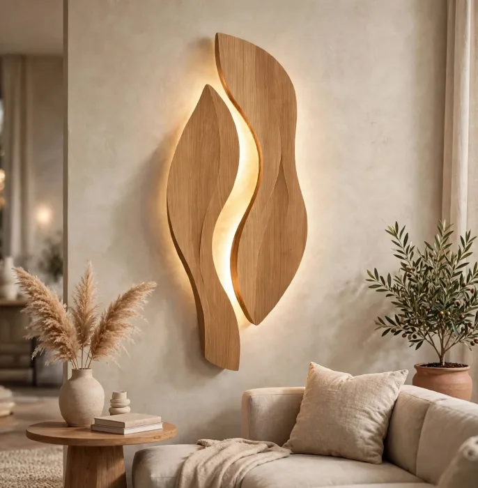 Modern Leaf Wall Sconce Sculptural Living Room Light photo 20